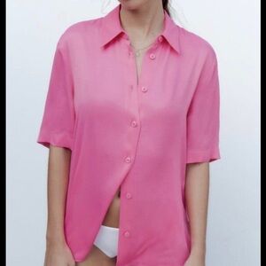 Zara Fuchsia Button-Up Blouse